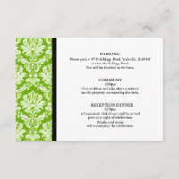 Apple Green Damask Wedding Card