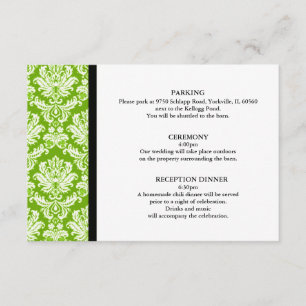 Apple Green Damask Wedding Card Begleitkarte