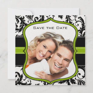 Apple Green Damask-Wirbel beim Hochzeitstich speic Save The Date