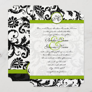 Apple Green Damask Wirbel Hochzeitsfeier Einladung