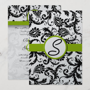 Apple Green Damask Wirbel Hochzeitsfeier Einladung