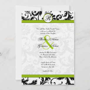 Apple Green Damask Wirbel Hochzeitsfeier Einladung