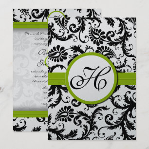 Apple Green Damask Wirbel Hochzeitsfeier Einladung