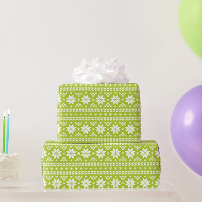 Apple Green Fair Isle Weihnachten Sweater Muster Geschenkpapier (Partygeschenke)
