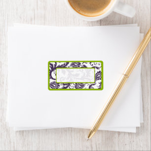 Apple Green & Lapis Lila Damask Dots Adressaufkleber