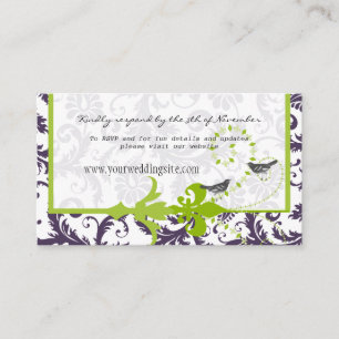 Apple Green Lapis Lila Damask Hochzeitsinformation Begleitkarte