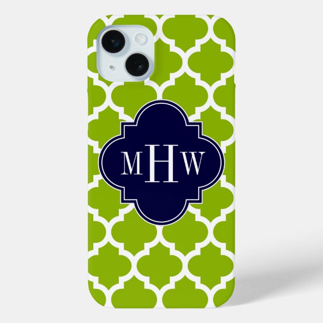 Apple Green mit marokkanischer #5 Navy 3 Initial M Case-Mate iPhone Hülle (Rückseite)