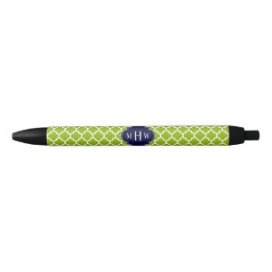 Apple Green mit marokkanischer #5 Navy 3 Initial M Kugelschreiber