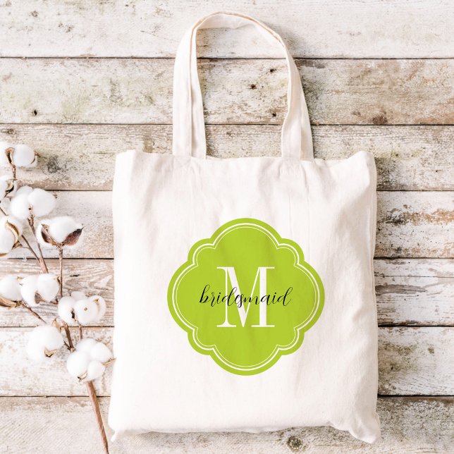 Apple Green Monogram Bridesmaid Tote Bag Tragetasche (Von Creator hochgeladen)