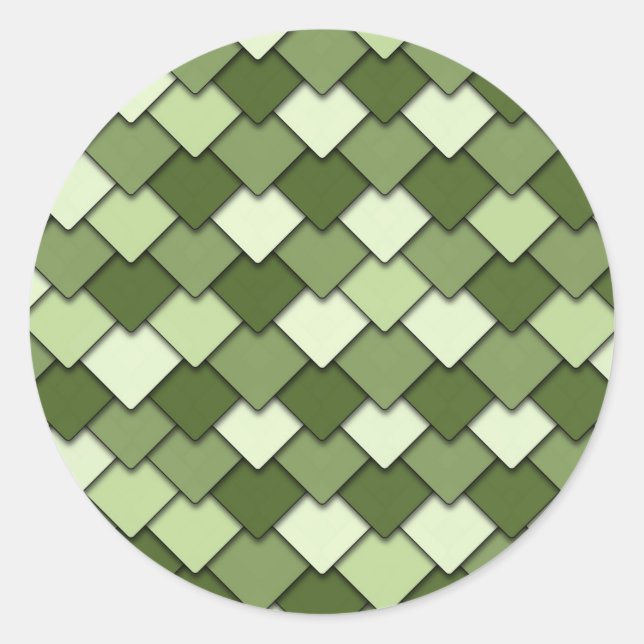 Apple Green Square und Diamond Pattern Runder Aufkleber (Vorderseite)