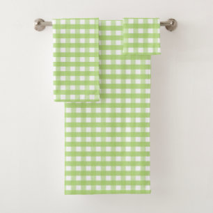 Apple Green und White Gingham Karo Badhandtuch Set