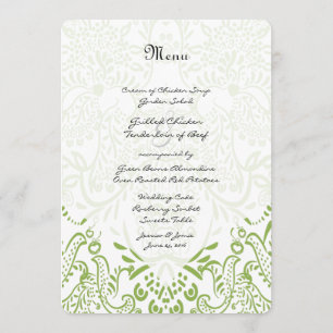 Apple Green Whimsical Bird Wedding Menu Menükarte