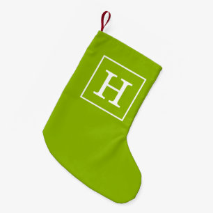 Apple Green White Gerahmt Initial Monogram Kleiner Weihnachtsstrumpf