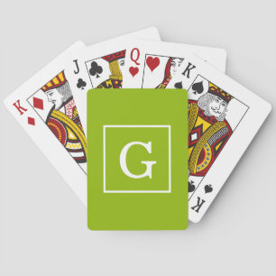 Apple Green White Gerahmt Initial Monogram Spielkarten