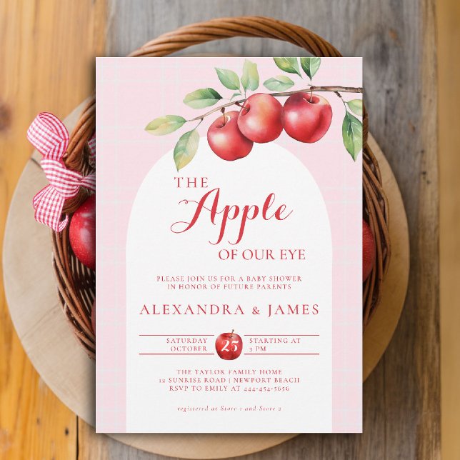 Apple Harvest Boho Arch Coed Fall Chic Girl Dusche Einladung (fall baby shower invitation apple of our eye girl pinkboho arch watercolor rustic elegant autumn)