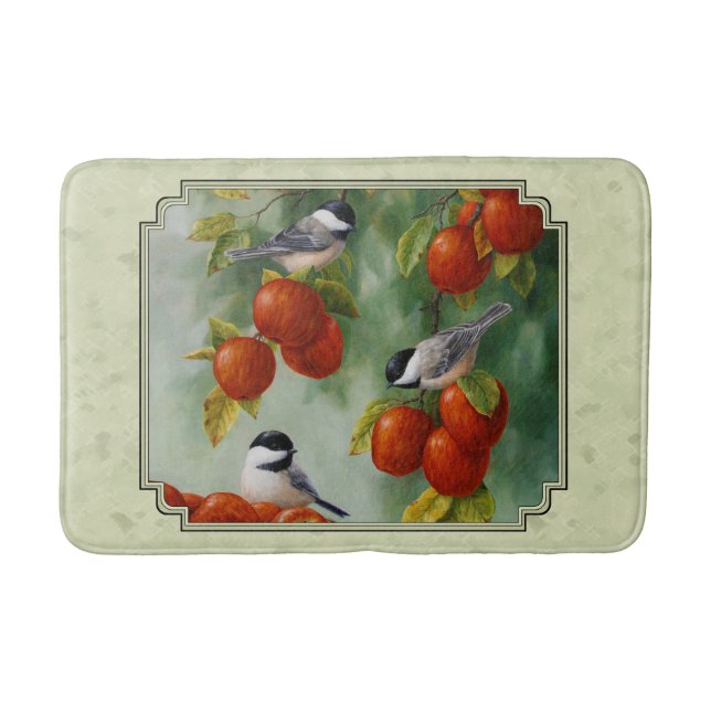 Apple Harvest Chickadees Green Badematte (Vorderseite)