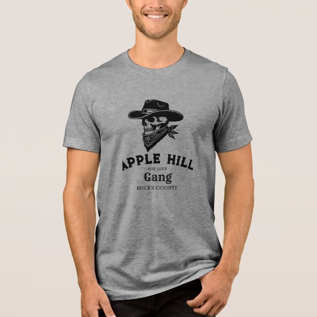 Apple Hill Gang Bucks Landkreis, Western, Spaß, Ei Tri-Blend Shirt (Vorderseite)