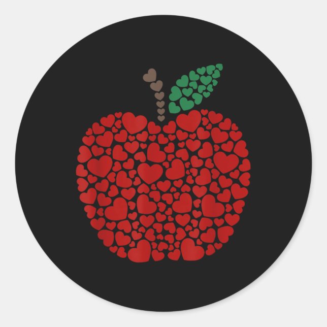 Apple Hört Valentinstag Lehrer Schüler Runder Aufkleber (Vorderseite)