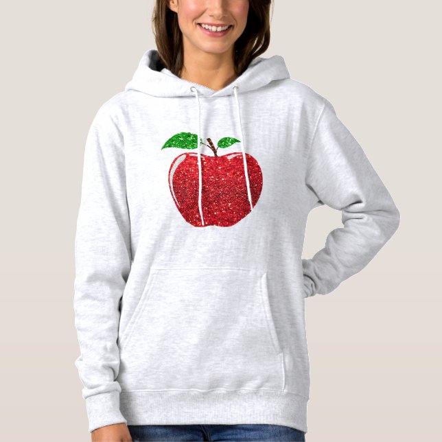 Apple Imitate Roter Glitzer Hoodie (Vorderseite)