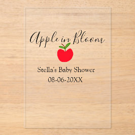 Apple in bloom baby shower red apple name date acryleinladungen
