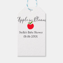 Apple in bloom baby shower red apple name date geschenkanhänger