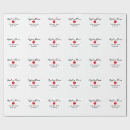 Apple in bloom baby shower red apple name date geschenkpapier