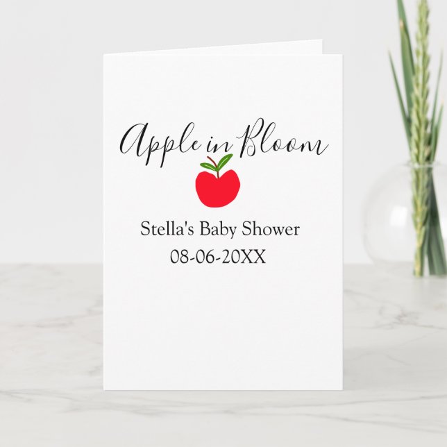 Apple in bloom baby shower red apple name date  karte (Vorderseite)
