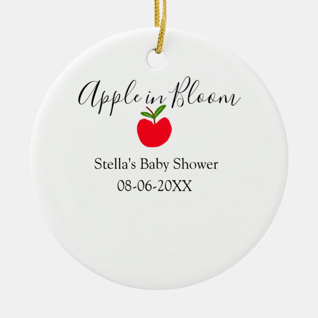 Apple in bloom baby shower red apple name date  keramik ornament (Vorne)