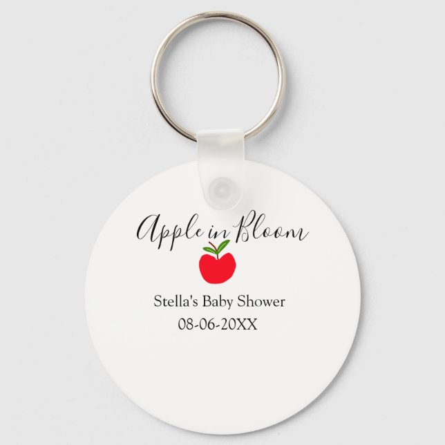 Apple in bloom baby shower red apple name date  schlüsselanhänger (Vorderseite)
