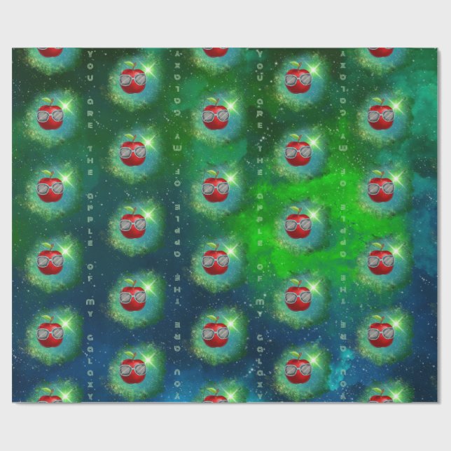 Apple in einem dankbaren Galaxy Wrapping Paper Geschenkpapier (Flach)