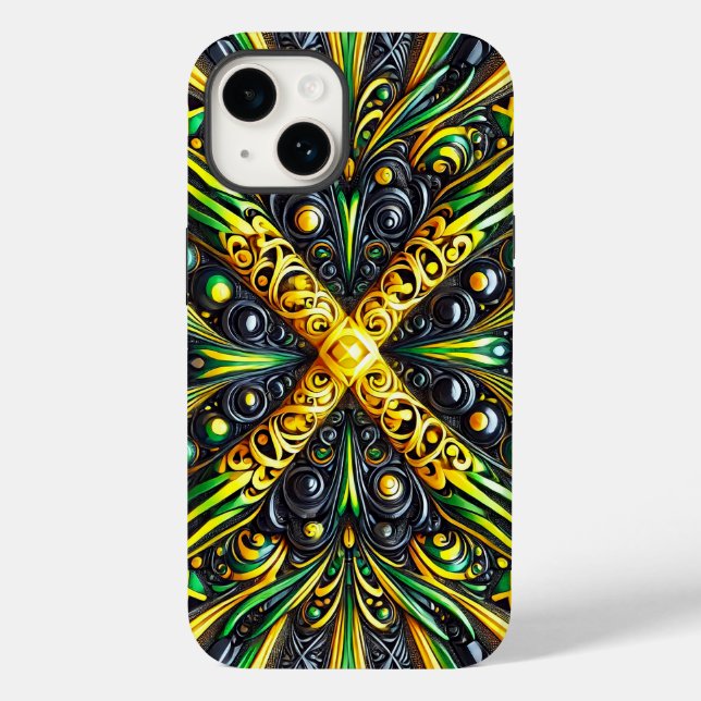 Apple iPhone 14 Case-Mate Jamaikanische Farben Hülle (Rückseite)