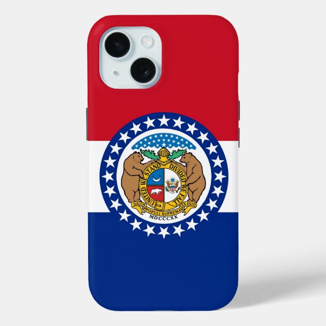 Apple iPhone 15 Case-Mate mit Missouri-Flagge Hülle (Rückseite)