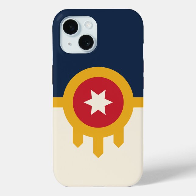 Apple iPhone 15 Case-Mate mit Tulsa-Flagge Hülle (Rückseite)