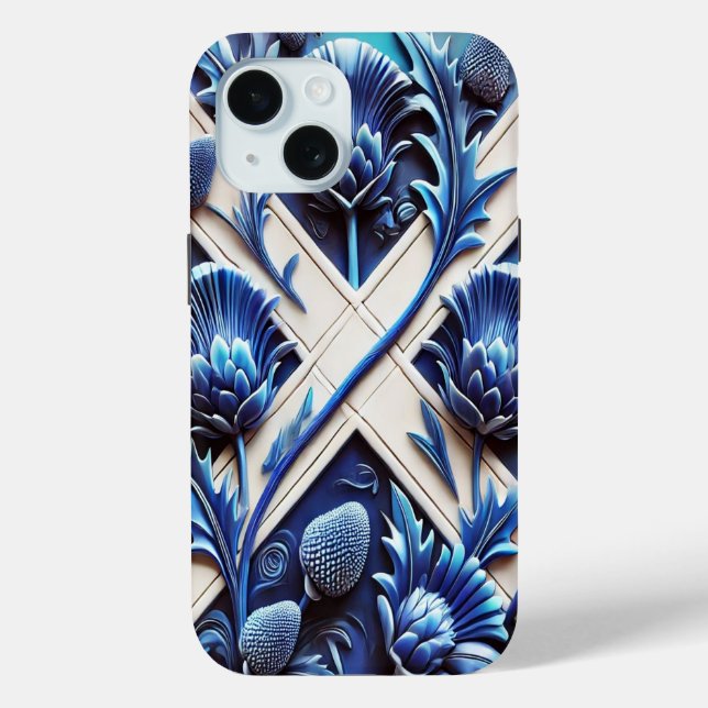 Apple iPhone 15 Case-Mate with Scottish Thistles Hülle (Rückseite)