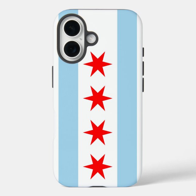 Apple iPhone 16 Case-Mate mit Chicagoer Flagge Hülle (Rückseite)