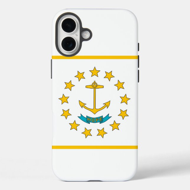 Apple iPhone 16 Plus Case-Mate Rhode Island Flagge Hülle (Rückseite)