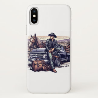 Apple IPhone Case Cowboy mit einem Lieferwagen ind