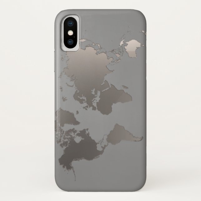 Apple iPhone X Case World Map Business Travel Gray (Rückseite)