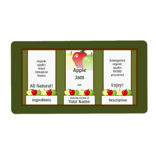 Apple Jam Canning Jar Label