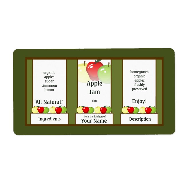 Apple Jam Canning Jar Label (Vorne)