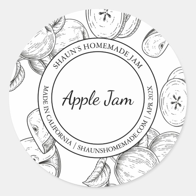 Apple Jam Sketch étiquette moderne (Devant)