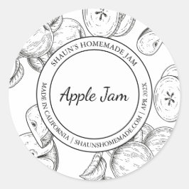 Apple Jam Sketch Modernes Label Runder Aufkleber