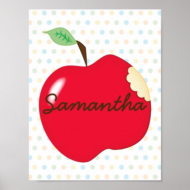 Apple Kinderzimmer Poster mit Namen (Vorne)