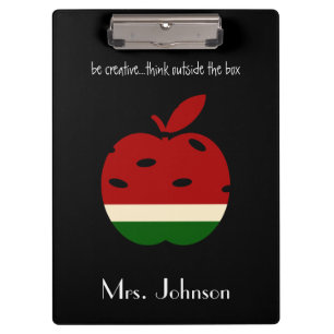 Apple-Klemmbrett für Namen des Lehrer-w (B&W, Rot) Klemmbrett