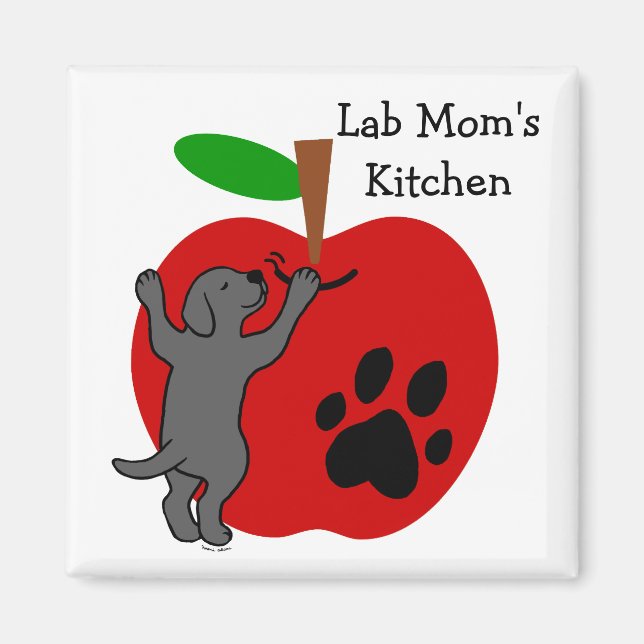 Apple-Kühlschrankmagnet der Black Lab-Mama Magnet (Vorne)