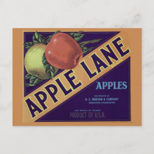 "Apple Lane" Fruchtkäfigkennzeichnung Postkarte