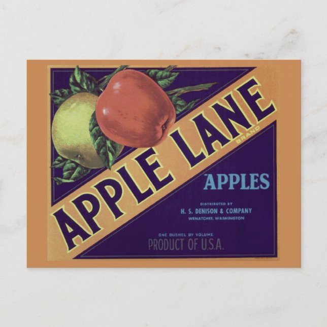 "Apple Lane" Fruchtkäfigkennzeichnung Postkarte (Vorderseite)