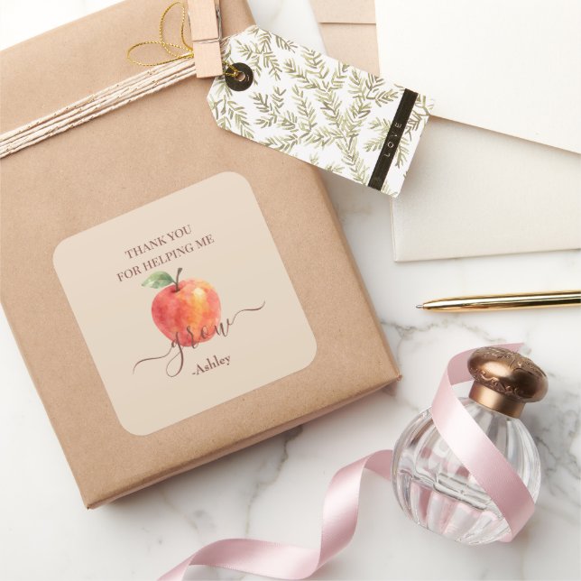 Apple-Lehrer für Wasserfarbe - Danke, Geschenke - Quadratischer Aufkleber (Schenken)