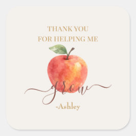 Apple-Lehrer für Wasserfarbe - Danke, Geschenke - Quadratischer Aufkleber
