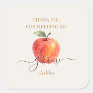 Apple-Lehrer für Wasserfarbe - Danke, Geschenke - Quadratischer Aufkleber